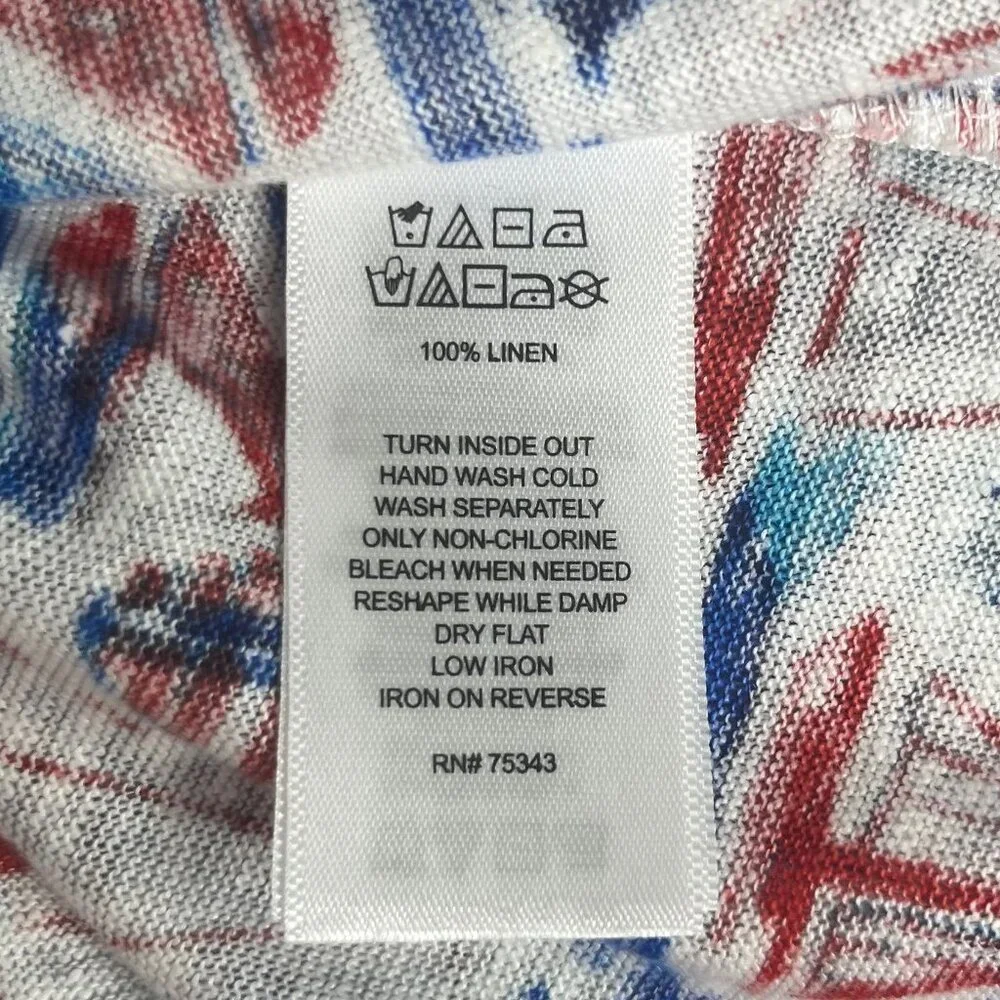 Willi Smith Linen Tank Top Small Red White Blue Sleeveless Patriotic Summer Boat - Picture 8 of 9